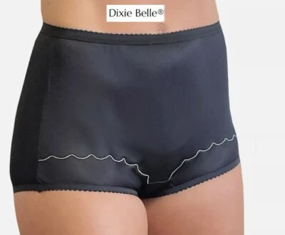 3 Pair Dixie Belle Black Nylon Size 7 Scalloped Leg Panty Style 719 - Image 1 of 2