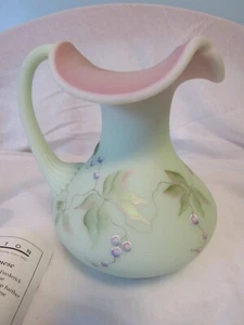 Fenton 2000 #2997 VF Berry & Butterfly Lotus Mist Burmese Pitcher - Picture 1 of 7