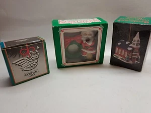 Vintage Christmas Decorations Ornaments Lot Santa Gorham Crystal Badcock Church - Picture 1 of 7