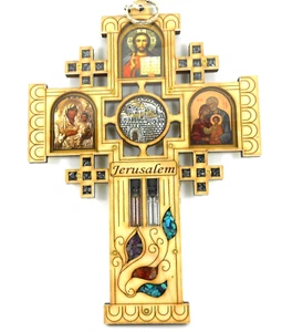 Large Wood Jerusalem Cross Wall Hanging Christian Religious icon Holy land Gift - Picture 1 of 7