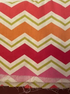 Waverly Upholstery Chevron Fabric New 2 yards mcm pink orange green Cotton - Picture 1 of 6