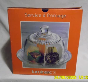 LBC C2 LUMINARC FRANKREICH TABLETT UND GLOCKE KÄSESERVICE GLAS VINTAGE - Bild 1 von 5