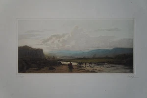 GLAF - Gravure WW1 - " TRAVERSEE DE FLEUVE " - Signé - Imagen 1 de 3