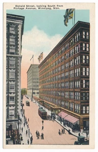 Donald Street Winnipeg MB Eaton's Store Looking South From Portage Ave Postcard - Picture 1 of 2