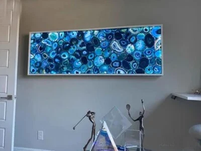 Bakclit Blue Agate Stone Interior Decoration Wall Paneling Agate Tiles for home - Image 1 of 4