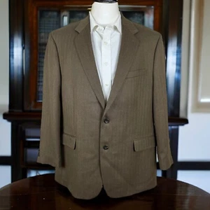 Croft & Barrow Sport Coat Mens 46R Brown Herringbone Flannel - Picture 1 of 10