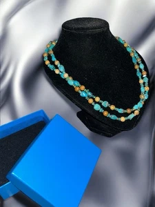 Sterling Blue Green Turquoise Jay king Desert Trading Long Beaded Necklace 47.5” - Picture 1 of 6