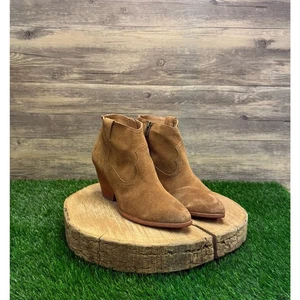 Frye Women - Size 9M - Tan Suede Ankle Zipper Boots Style 3471740 - Picture 1 of 12