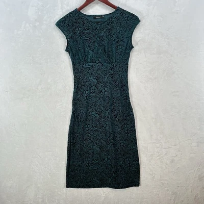 复古 Apt 9 连衣裙女式 PM 蓝色绿色天鹅绒倦怠 Midi Whimsygoth Y2K — 第 1/4 张图片