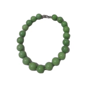 Vintage Sterling Silver .925 Round Large Green Beads Necklace - Picture 1 of 6