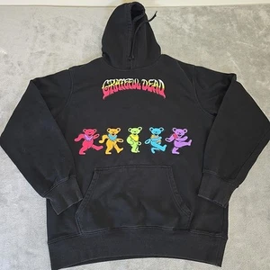 2022 Grateful Dead Sweatshirt Mens Large Black Dancing Bears Pull Over Hoodie - Picture 1 of 7