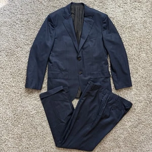 Traje Kiton Azul Marino 2 Piezas 100% Lana Para Hombre Talla 52 8R Pantalón Caída a Cuadros Talla 34 - Imagen 1 de 21