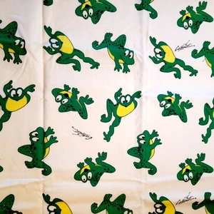 Cotton Fabric Green Cartoon Frogs Print 36x58 Quilting Cut Lofthouse Marcus - Picture 1 of 16