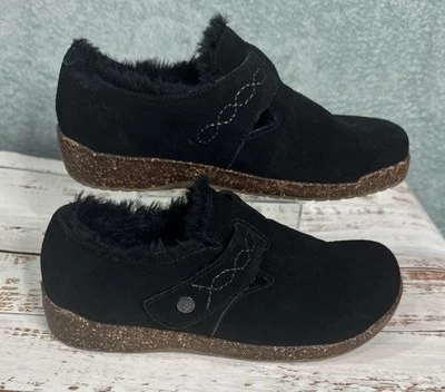 Earth Origins Aurora Jade Shoes Womens 7 Black Side Mary Jane Faux Fur Clogs - Image 1 of 4