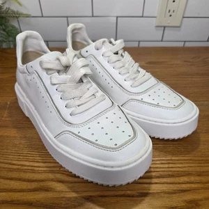 Stuart Weitzman White Leather Lace-Up Low Top Sneakers Womens Shoes Size 4.5B - Picture 1 of 19