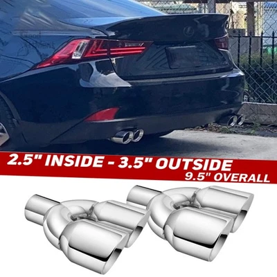 Tubo de escape doble de 9,5" L entrada de 2,5" salida de 3,5" para Lexus IS300 IS350 17-20 Foto 1 de 4