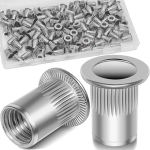 M4 Rivet Nuts, 120Pcs 304 Stainless Steel Flat Head Rivnut Threaded Insert Nutse - Picture 1 of 12