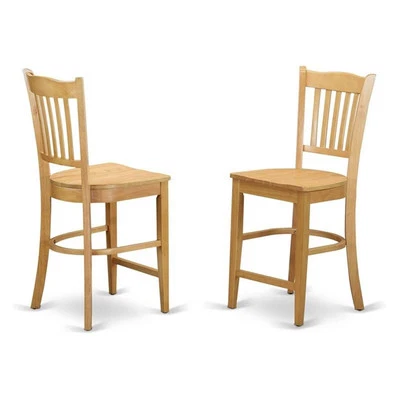 East West Furniture Groton 11" Wood Counter Stools in Oak (Set of 2) - Image 1 of 3