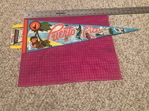 VINTAGE Souvenir Pennant Puerto Rico Banner Flag SINGERS International Airport - Picture 1 of 4