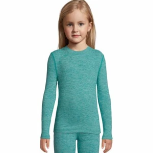 Hanes Girls' FreshIQ Space Dye Thermal Crewneck Top 125705 Aqua Combo - Picture 1 of 2