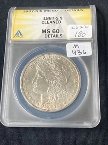 1887-S Morgan Dollar MS60 Dtls ANACS M436 - Picture 1 of 2