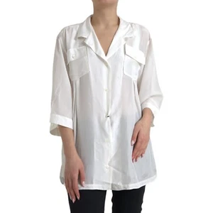DOLCE & GABBANA Top weiß Seide Kragen 3/4 Ärmel Bluse IT48/US14/XL 1200 USD - Bild 1 von 9