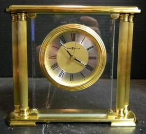 Vintage Howard Miller Solid Brass & Beveled Glass Column Clock Model 613627 Exc - Picture 1 of 8