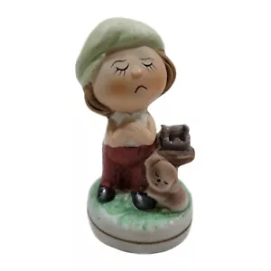 Vintage Japan Ceramic Boy With Dog Small Figurine Statue - Picture 1 of 8