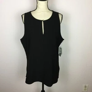 NWT Liz Claiborne Tank Top Blouse XL Womans Black Knit Sleeveless Stretch Knit - Picture 1 of 14