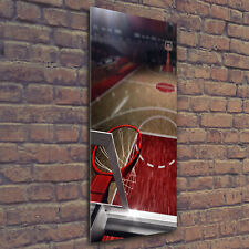 Wand-Bild Kunstdruck aus Hart-Glas Hochformat 50x125 Basketball Spielfeld