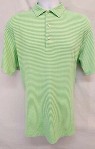 Peter Millar Summer Comfort e4 Men's Large Lime Stripe Golf Polo Shirt OC Logo - Picture 1 of 8