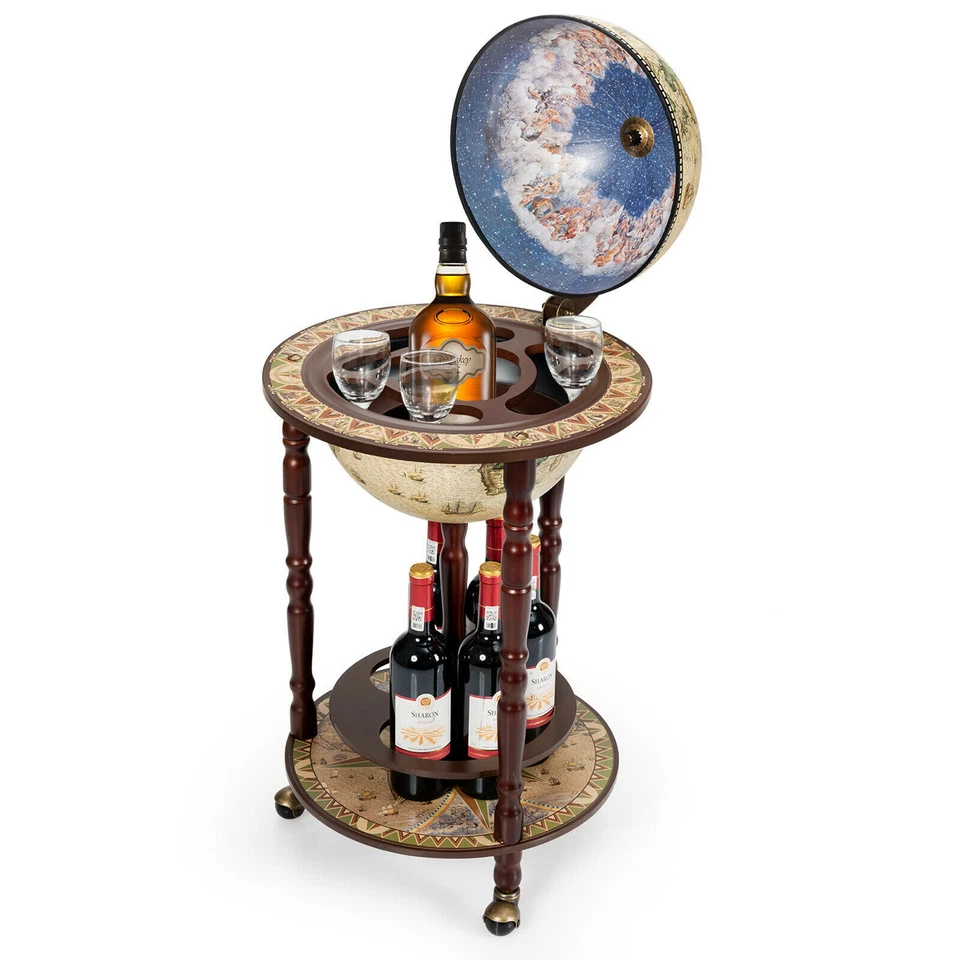 Gymax Wood Globe Bar Stand - Brown (GYM02389)