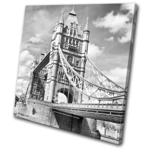 Tower Bridge Gift London UK B & W City SINGLE CANVAS WALL ART Picture Print - Picture 1 of 1