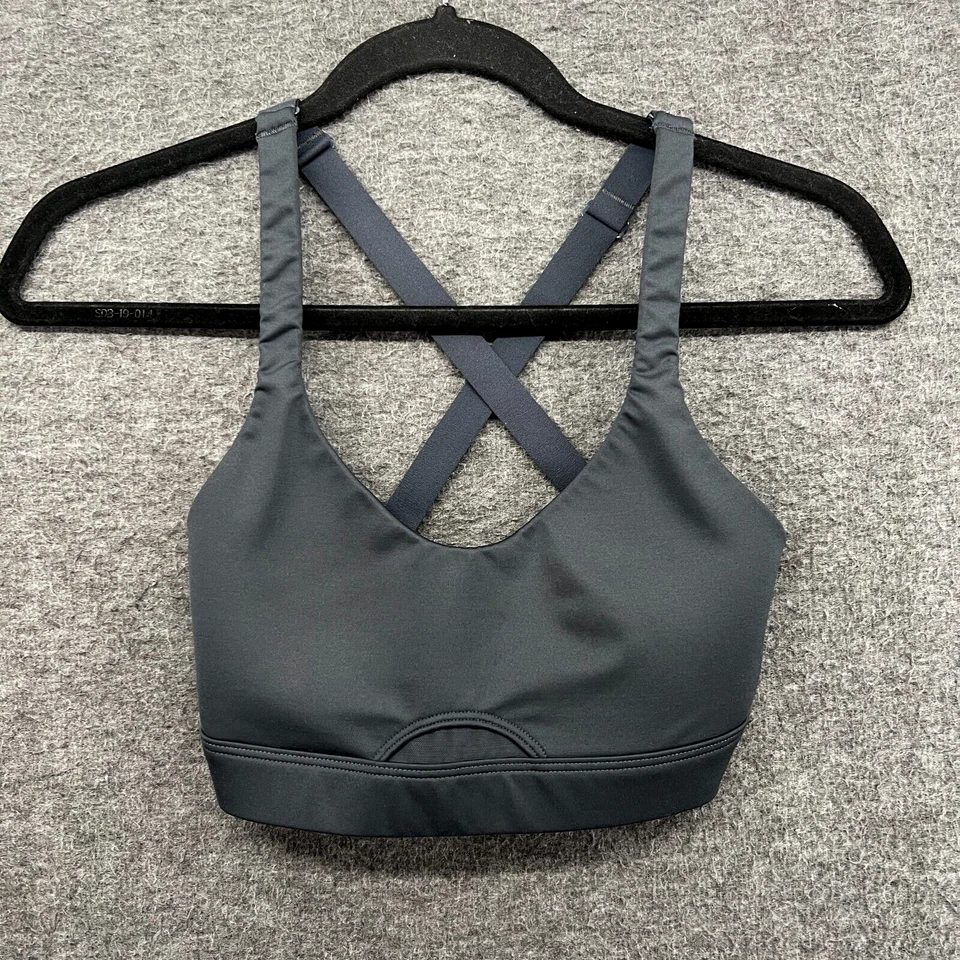Sujetador deportivo Victoria's Secret de malla deportivo talla XS gris entrecruzado sin aros Foto 1 de 4