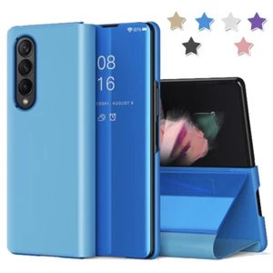 For Samsung Galaxy Z Fold 4 5G Mirror Flip Phone PU Leather Case Stand Cover - Zdjęcie 1 z 18