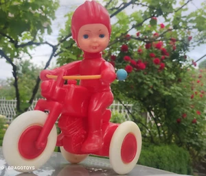 VINTAGE SPACE TRAVELER MOTORCYCLE BIKER PLASTIC TOY LARGE ITEM SOVIET ERA - Picture 1 of 24