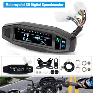 Motorcycle Digital Backlight Odometer Speedometer Tachometer Gauge With Brackets - Picture 1 of 15