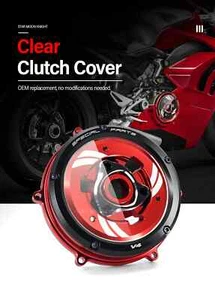 For Ducati Panigale V4 V4s 2018-2021 Racing Clear Clutch Cover & Spring Retainer - Picture 1 of 18