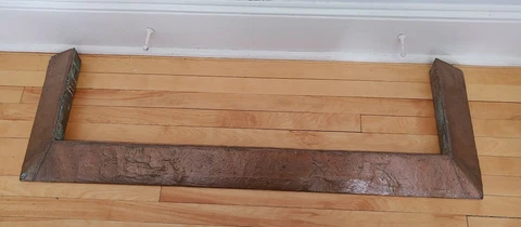 Homemade Wood Frame Copper Covered Fireplace Fender Abt 50"x16" Distressed Cover