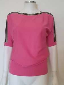Biba  Knit jumperTop Pink & Black Sparkly Stripe Size XS  Fit 10 Uk  * - Picture 1 of 10