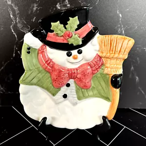 Vintage Fitz and Floyd Snow Gentleman Ceramic Salad Plate Christmas 8.5" w/Box - Picture 1 of 5