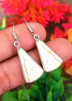 Pendientes colgantes hechos a mano de piedras de sangre enchapados en plata 925 para mujer joyas de piedras preciosas” Foto 1 de 3