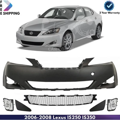 Front Bumper Cover Primed & Fog Lights Kit For 2006-2008 Lexus IS250 IS350 Foto 1 de 4