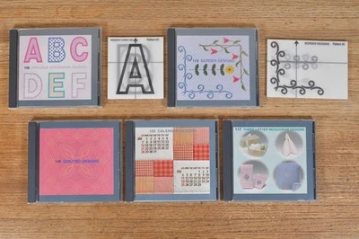 Lote de 3 tarjetas de memoria bordadas Janome emblema monograma diseño navideño serie Foto 1 de 4