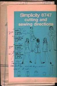 8747 Vintage Simplicity SEWING Pattern Misses 1960s Top Tunic Pants Skirt 10 OOP - Picture 1 of 1
