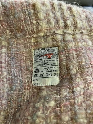 Avoca Handwoven Pink Blush Plaid Fringed Wool Blanket 153”  X  106” - Image 1 of 3