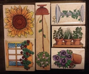 Hero Arts LL229 TÖPFE, PFLANZEN & POSIES Holz montiert Gummistempel Set 6-teilig - Bild 1 von 2