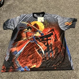 Vintage No Boundaries Shirt Mens XL Samurai Warrior All Over Graphic Anime 90s - Picture 1 of 10