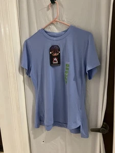 Avalanche Blue Slub Jersey Tee With Shaped Hem Women’s Sz L Gorpcore Hiking NWT - Picture 1 of 8