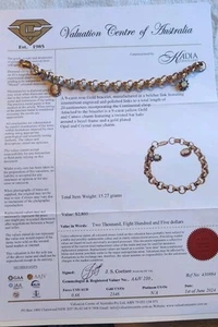 9ct Solid Rose Gold Belcher Links Engraved Bracelet Continental Clasp + 2 Charms - Bild 1 von 14